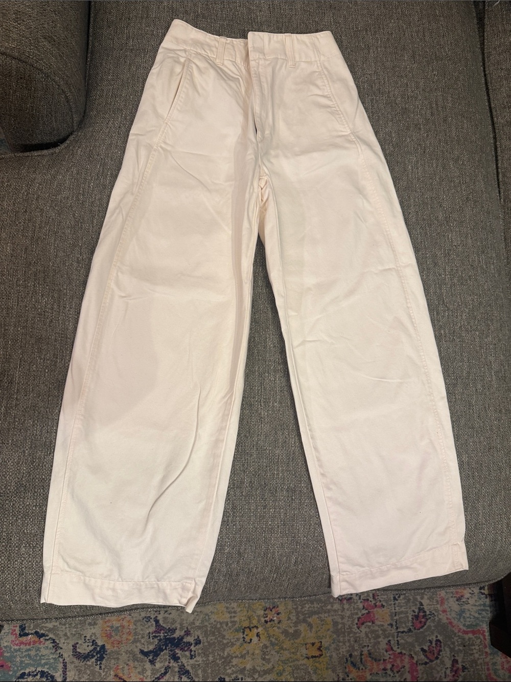 Uniqlo Barrel Wide Leg Light Faintest Pink/Cream Pants